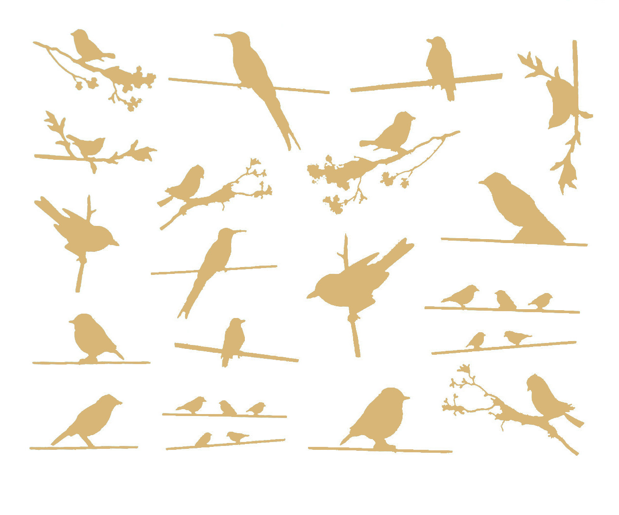 Fusing Decal Vögel auf Draht Gold