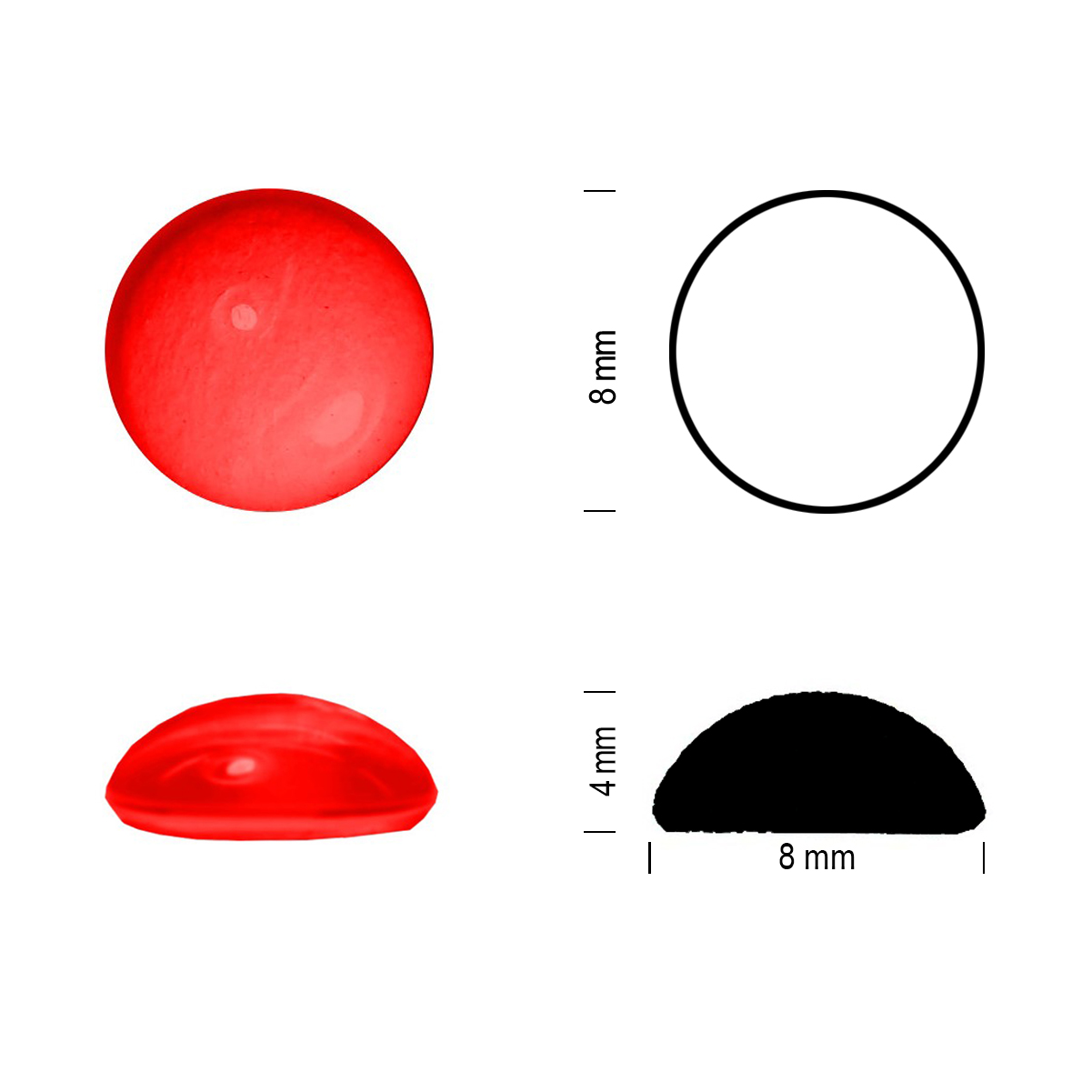 Glass jewel 8mm light red Glass jewel 8mm light red