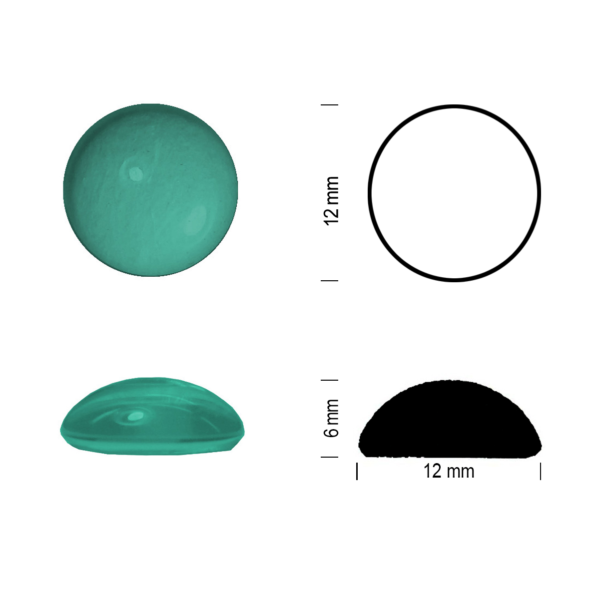 Glass jewel 12mm moss green Glass jewel 12mm moss green