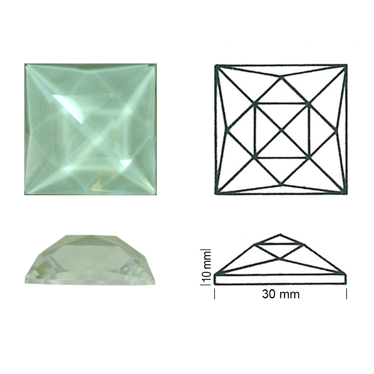 Square Faceted 30/30 clear Square Faceted 30/30 clear