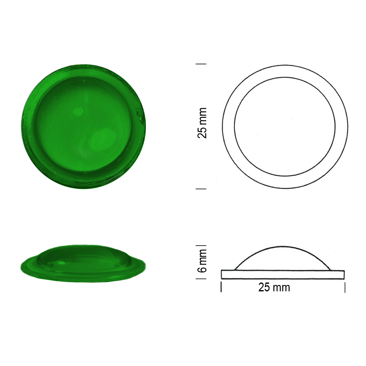 Bulleyes 25mm emerald green Bulleyes 25mm emerald green