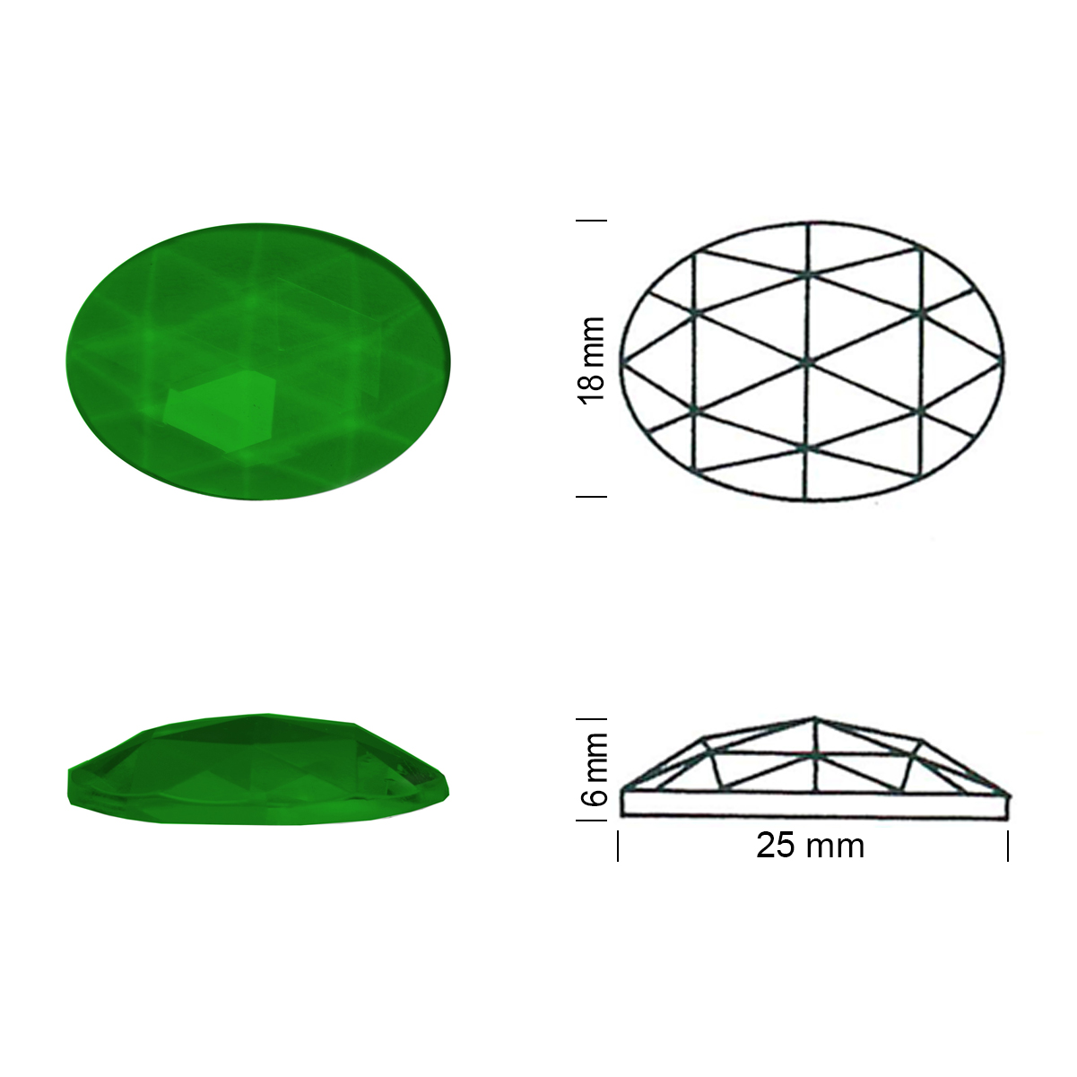 Oval Faceted 25/18 emerald green
