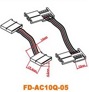 LED-connector for RGB 10mm, +wire +connector