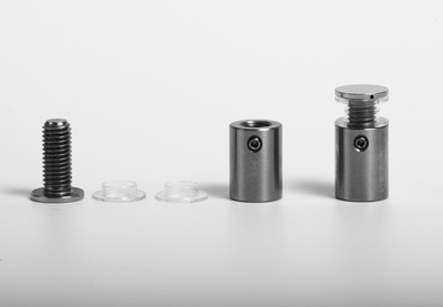 Edelstahl Distanzhalter für 3-18mm Glas mit Sicherungsinbus Edelstahl Distanzhalter für 3-18mm Glas mit Sicherungsinbus