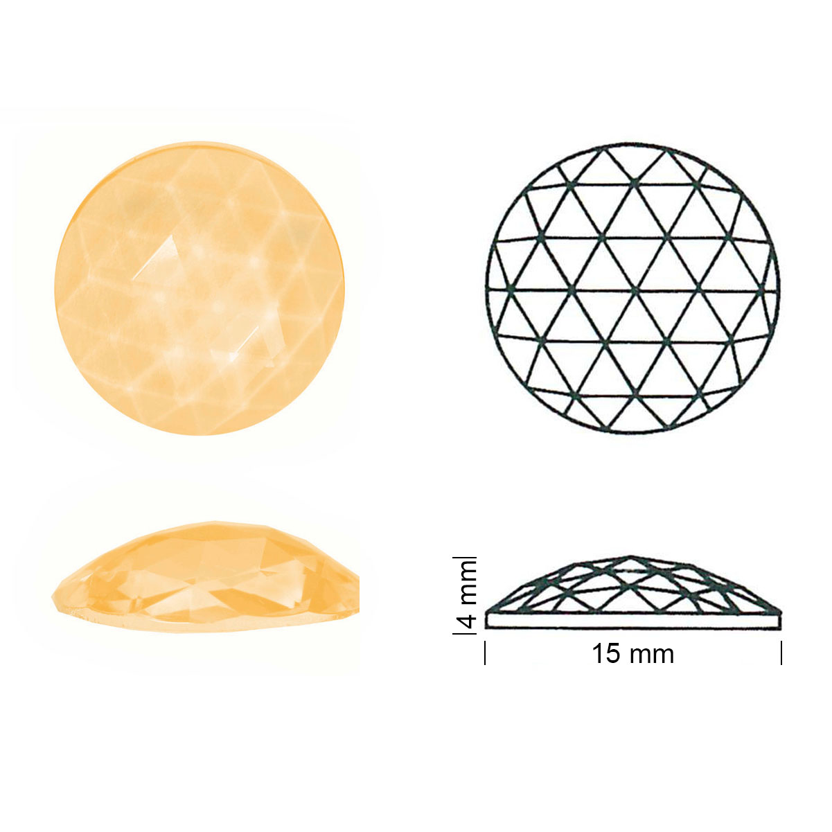 Glasstein Rautenkreis 15mm hellamber Glasstein Rautenkreis 15mm hellamber