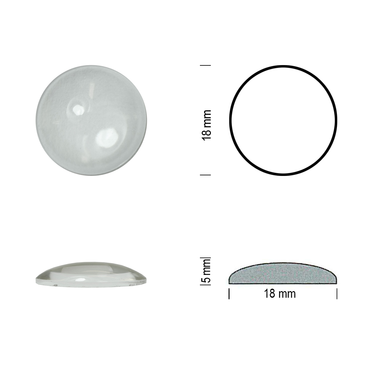Flatback jewel 18mm clear Flatback jewel 18mm clear