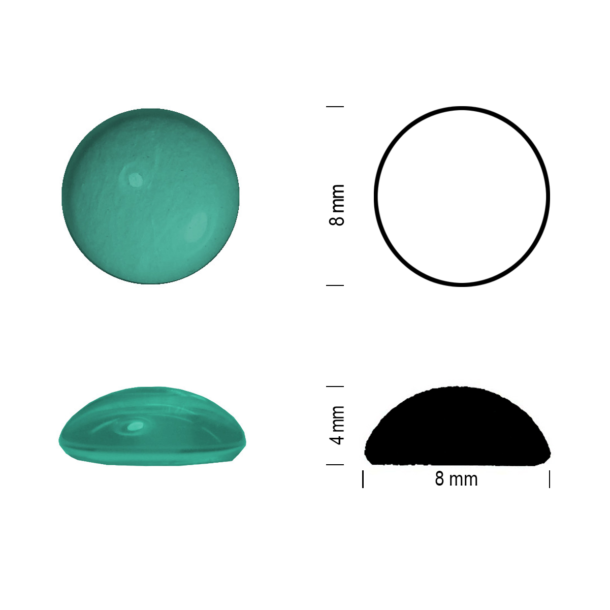Glass jewel 8mm moss green Glass jewel 8mm moss green