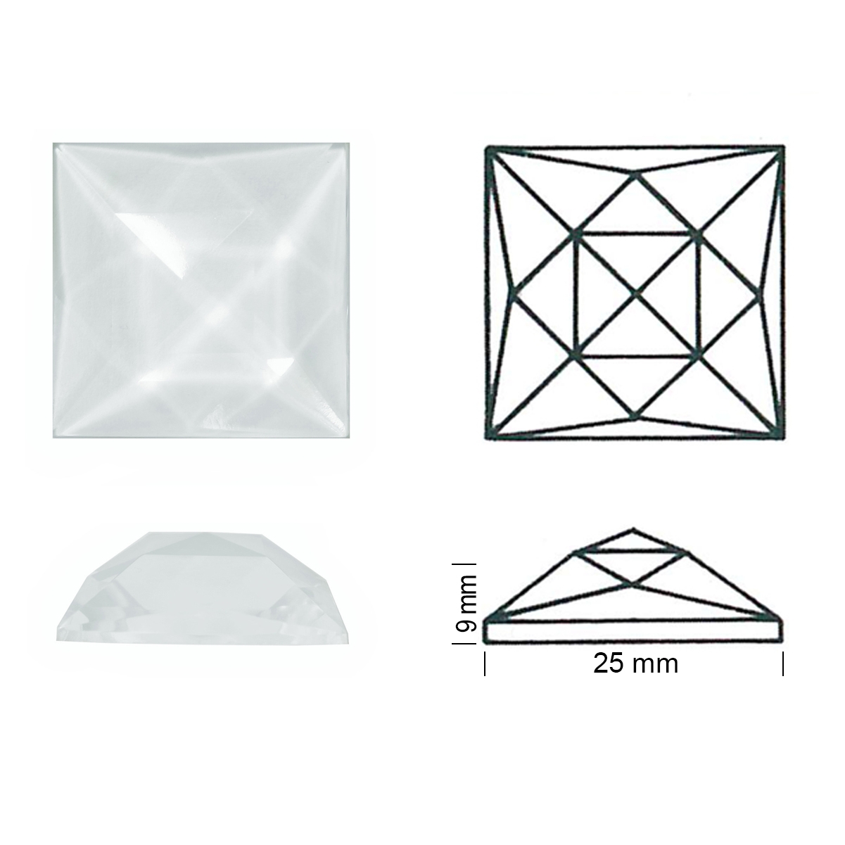 Square Faceted 25/25 white Square Faceted 25/25 white
