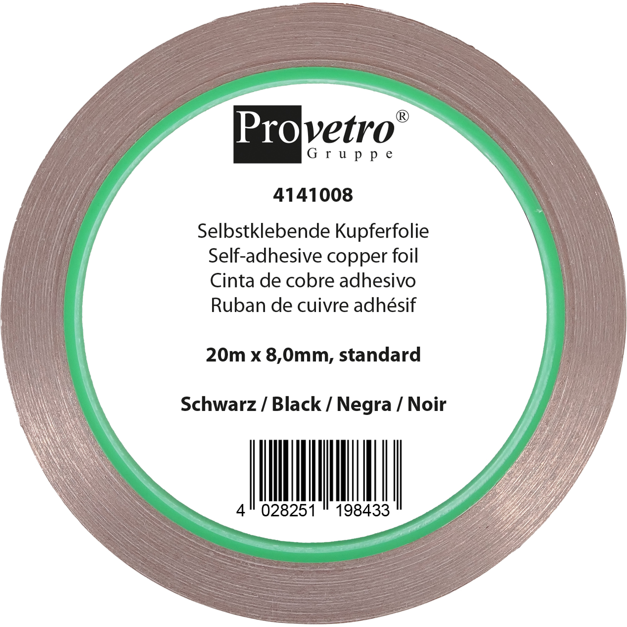 PROVETRO Copper Foil black 20m x 8,0mm PROVETRO Copper Foil black 20m x 8,0mm