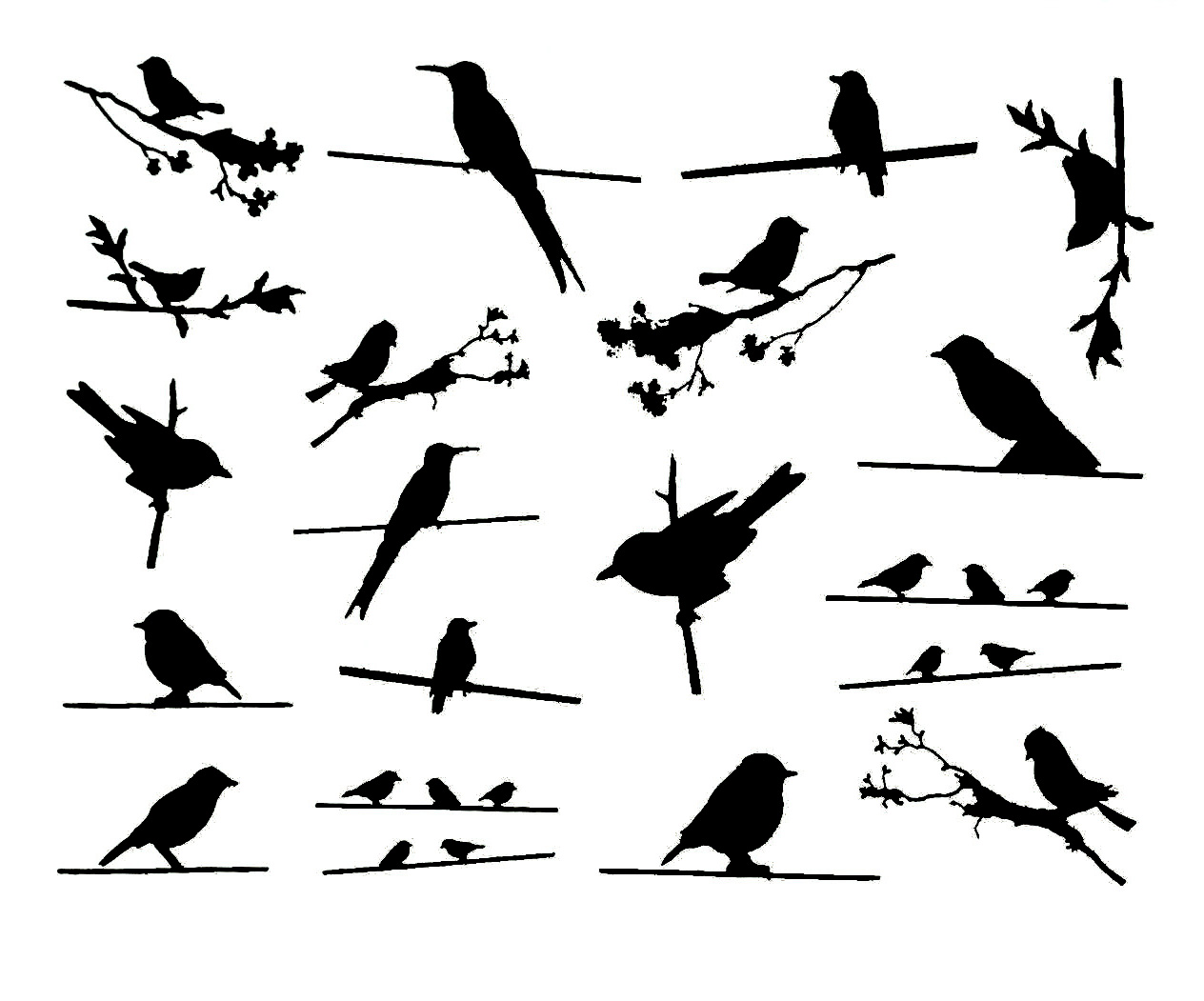 Fusing Decal Birds on a Wire black Fusing Decal Birds on a Wire black