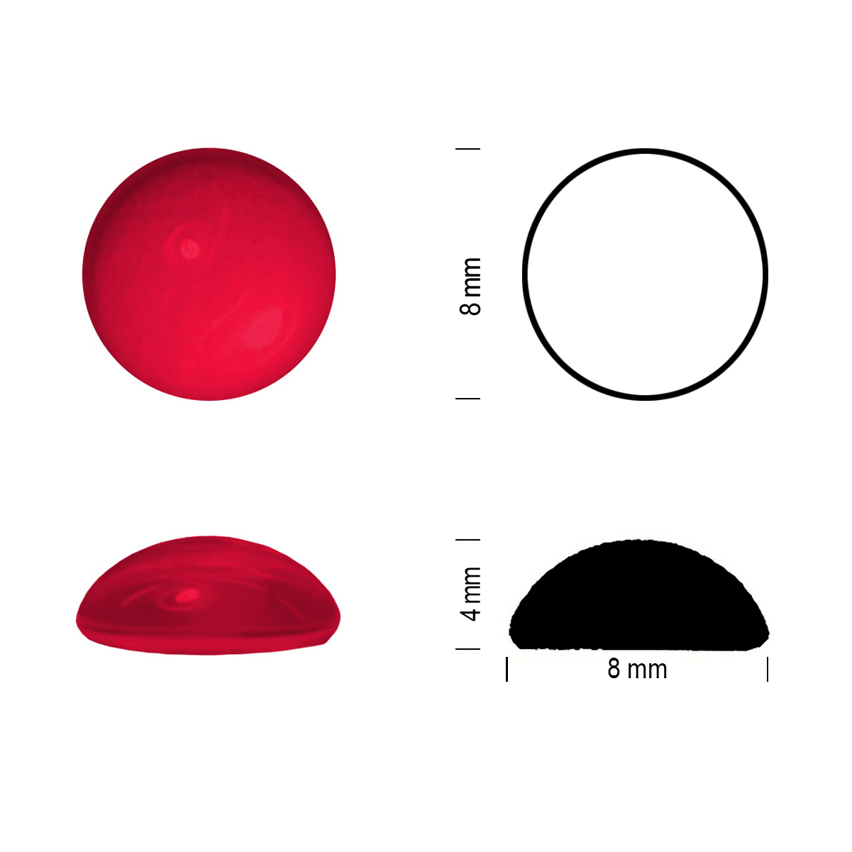 Glass jewel 8mm dark red Glass jewel 8mm dark red