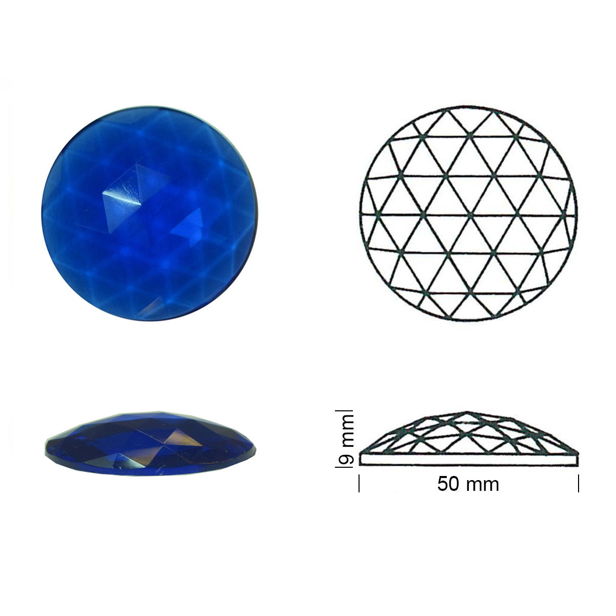 Glasstein Rautenkreis 50mm kobaltblau Glasstein Rautenkreis 50mm kobaltblau