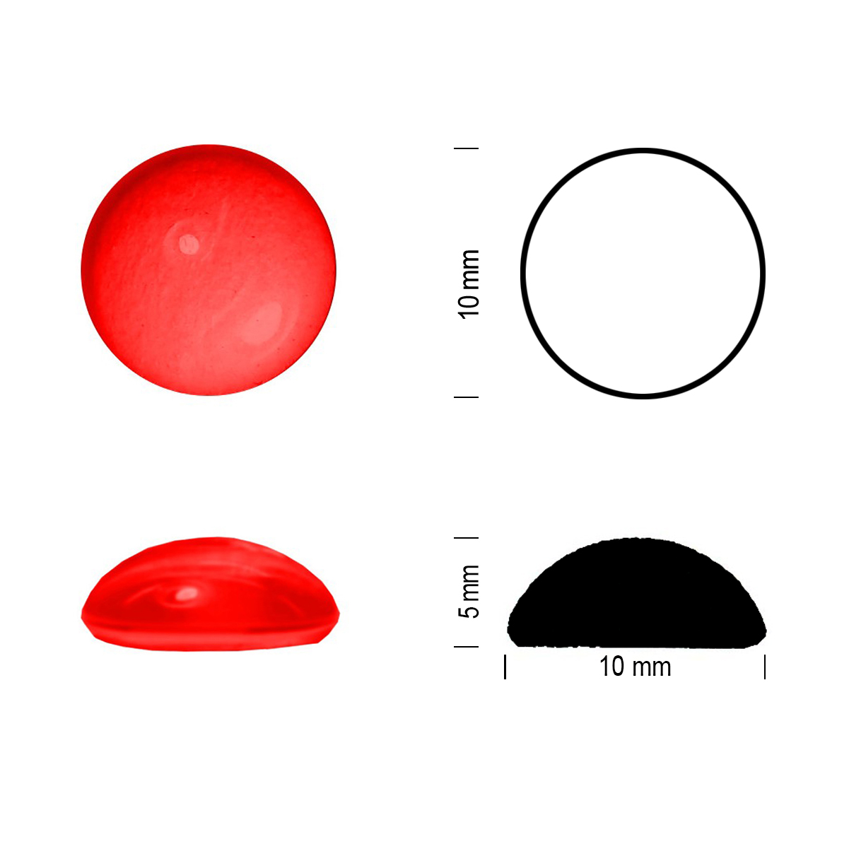 Glass jewel 10mm light red Glass jewel 10mm light red