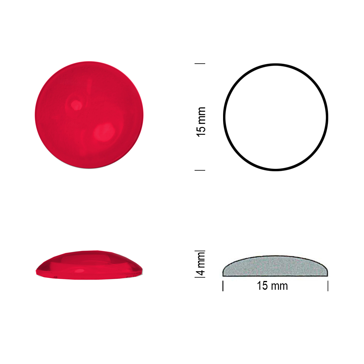 Flatback jewel 15mm red Flatback jewel 15mm red