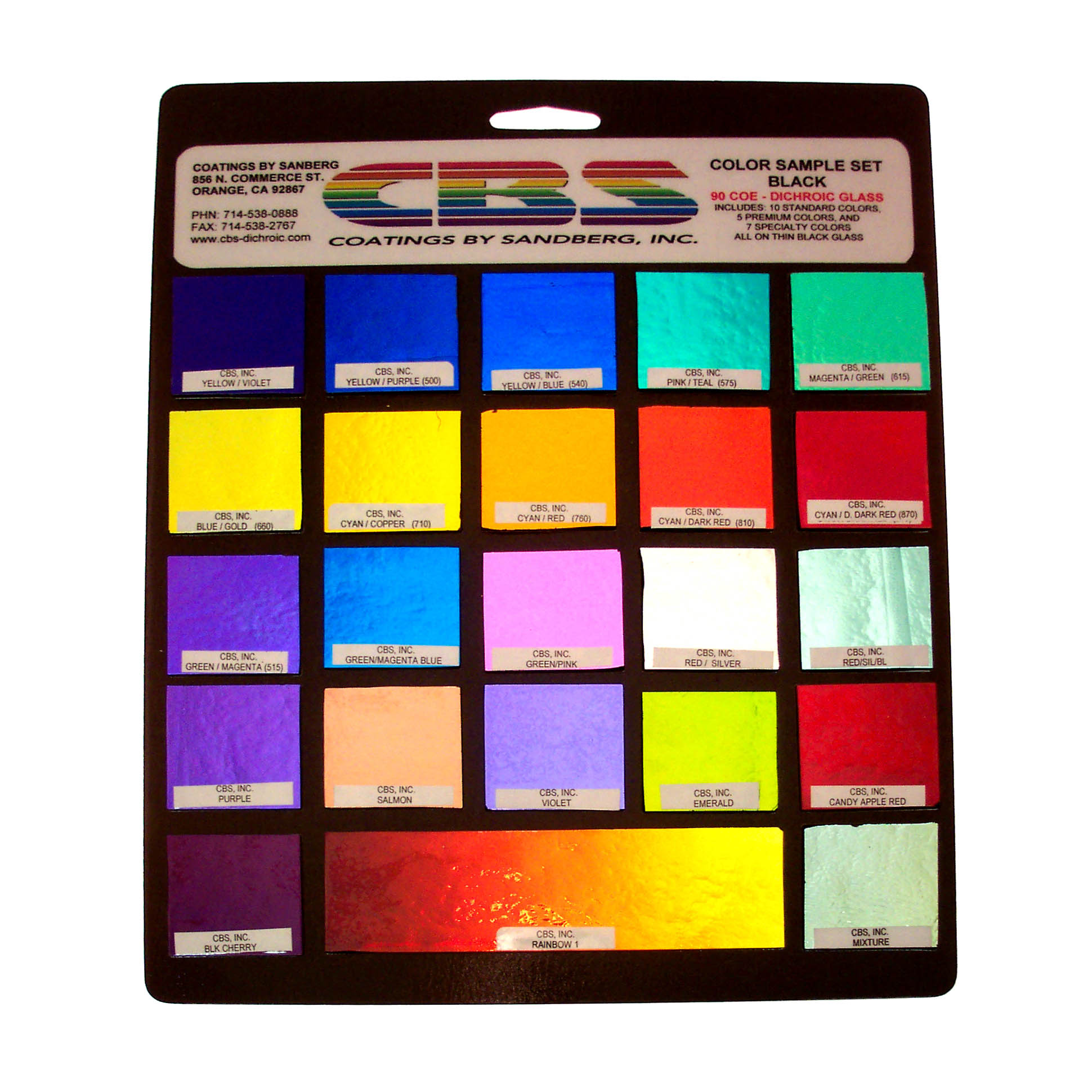 ce64da3a8ac4017a33a5e9e9fc6023585964f376 CBS Dichroic B0100-50 black sample set solid colors COE90