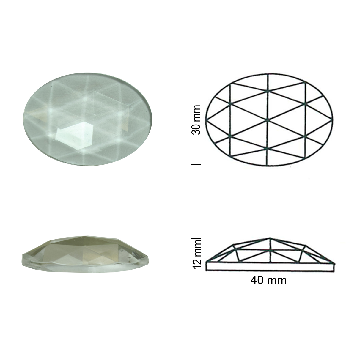 Oval Faceted 40/30 clear