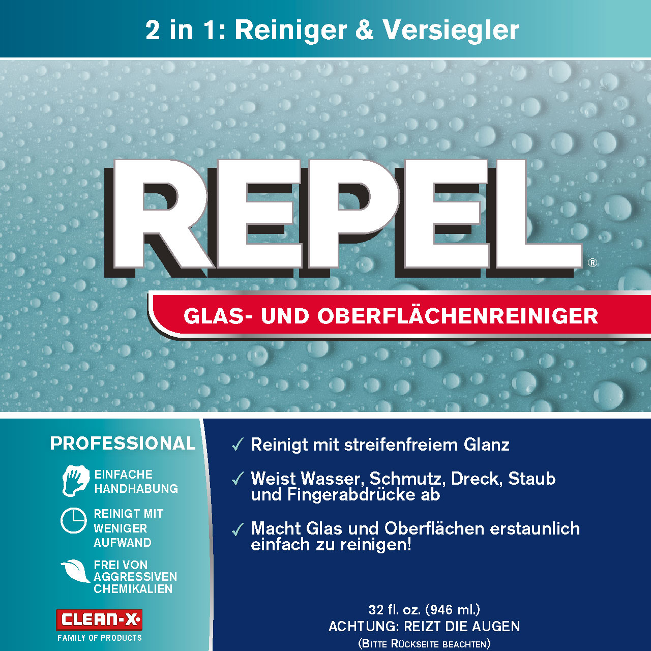 REPEL® Glas- und Oberflächenreiniger 946ml