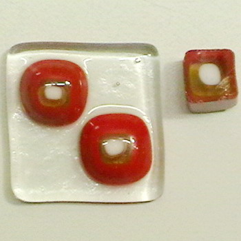 MILLEFIORI-Scheiben rot-amber-weiss d: 8-10mm,100g