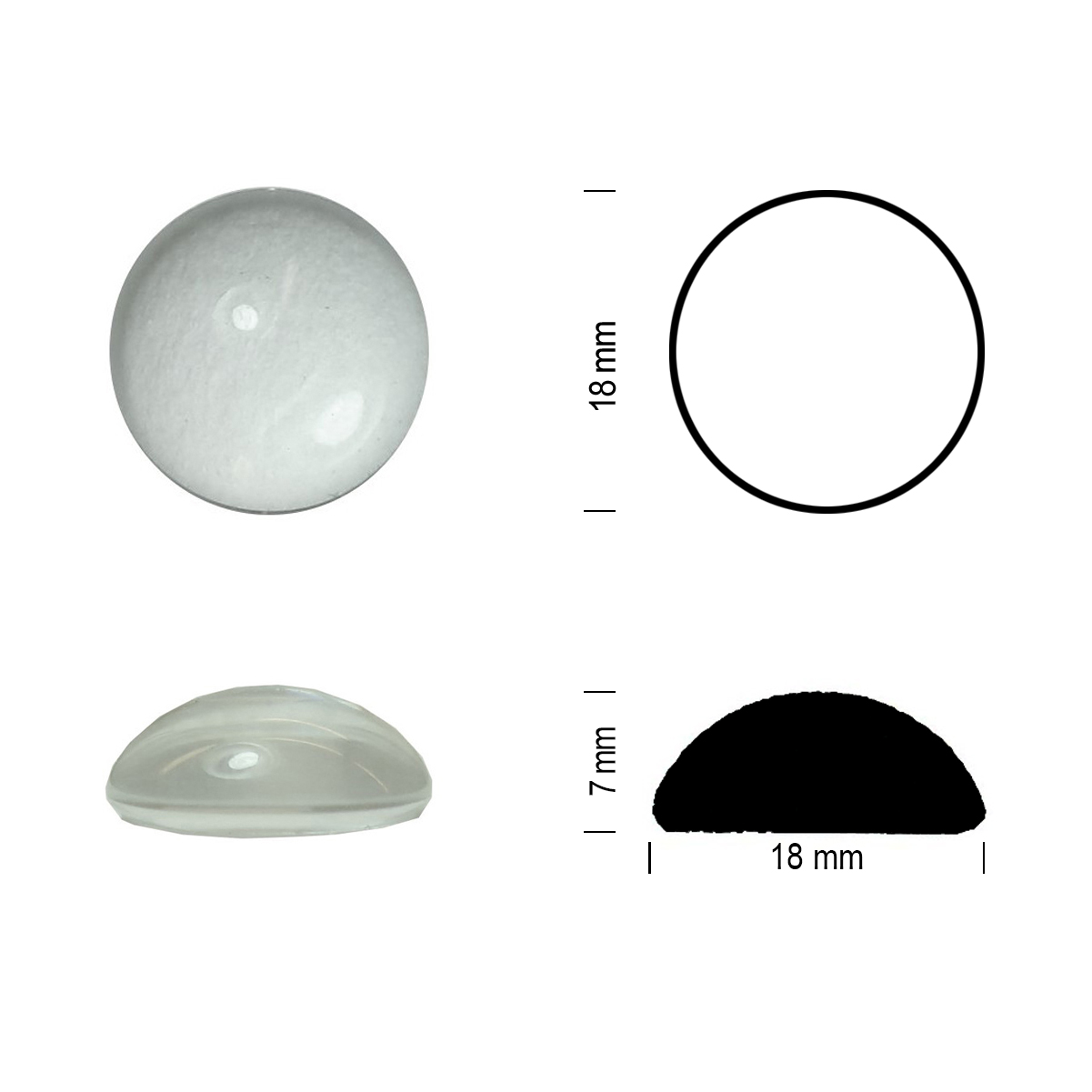 Glasstein Muggel 18mm klar