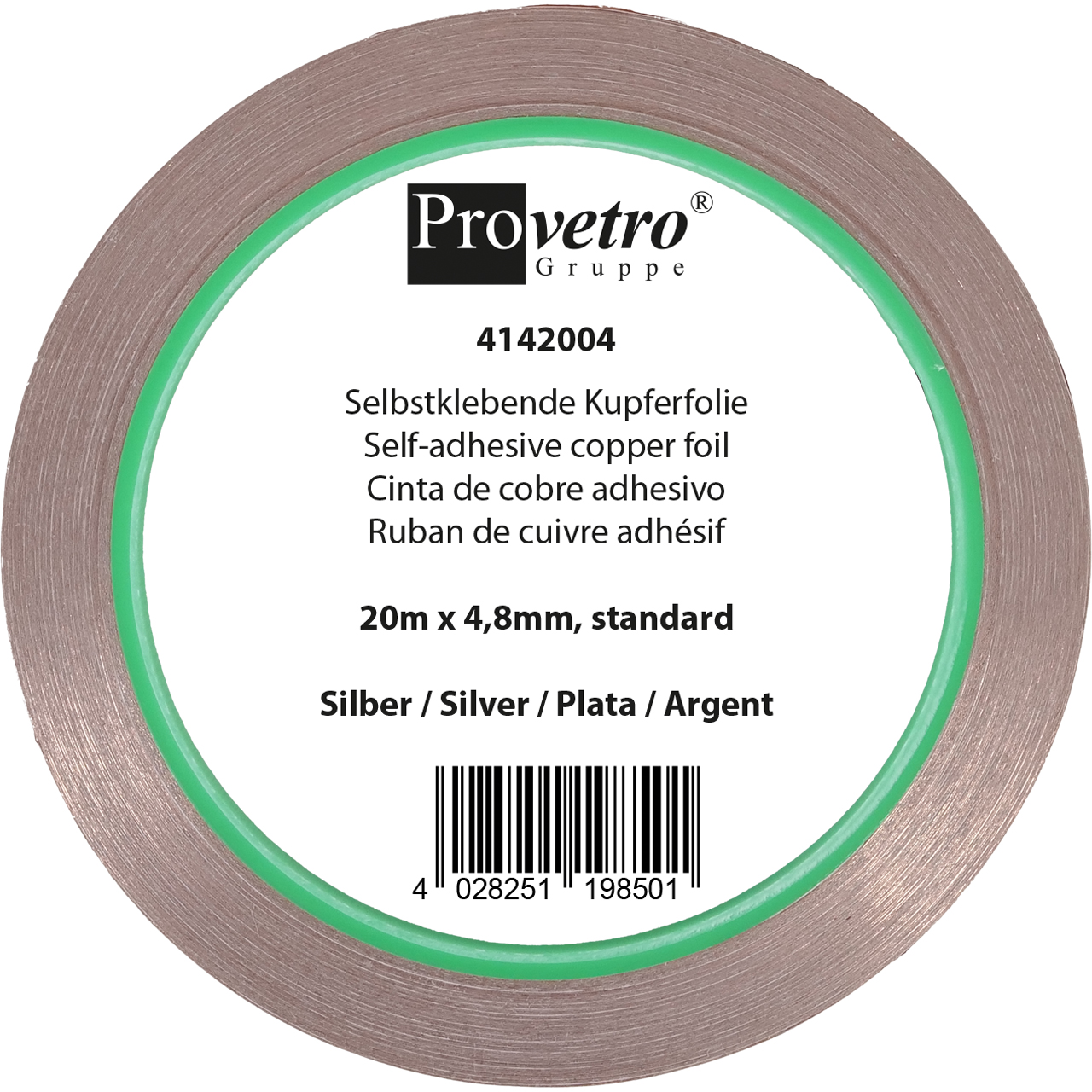 PROVETRO Copper Foil silver 20m x 4,8mm PROVETRO Copper Foil silver 20m x 4,8mm