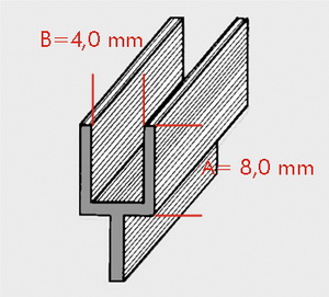 Randblei mit Steg mittig 2m 8x4 mm