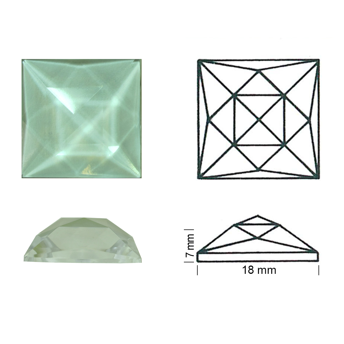 Square Faceted 18/18 clear Square Faceted 18/18 clear