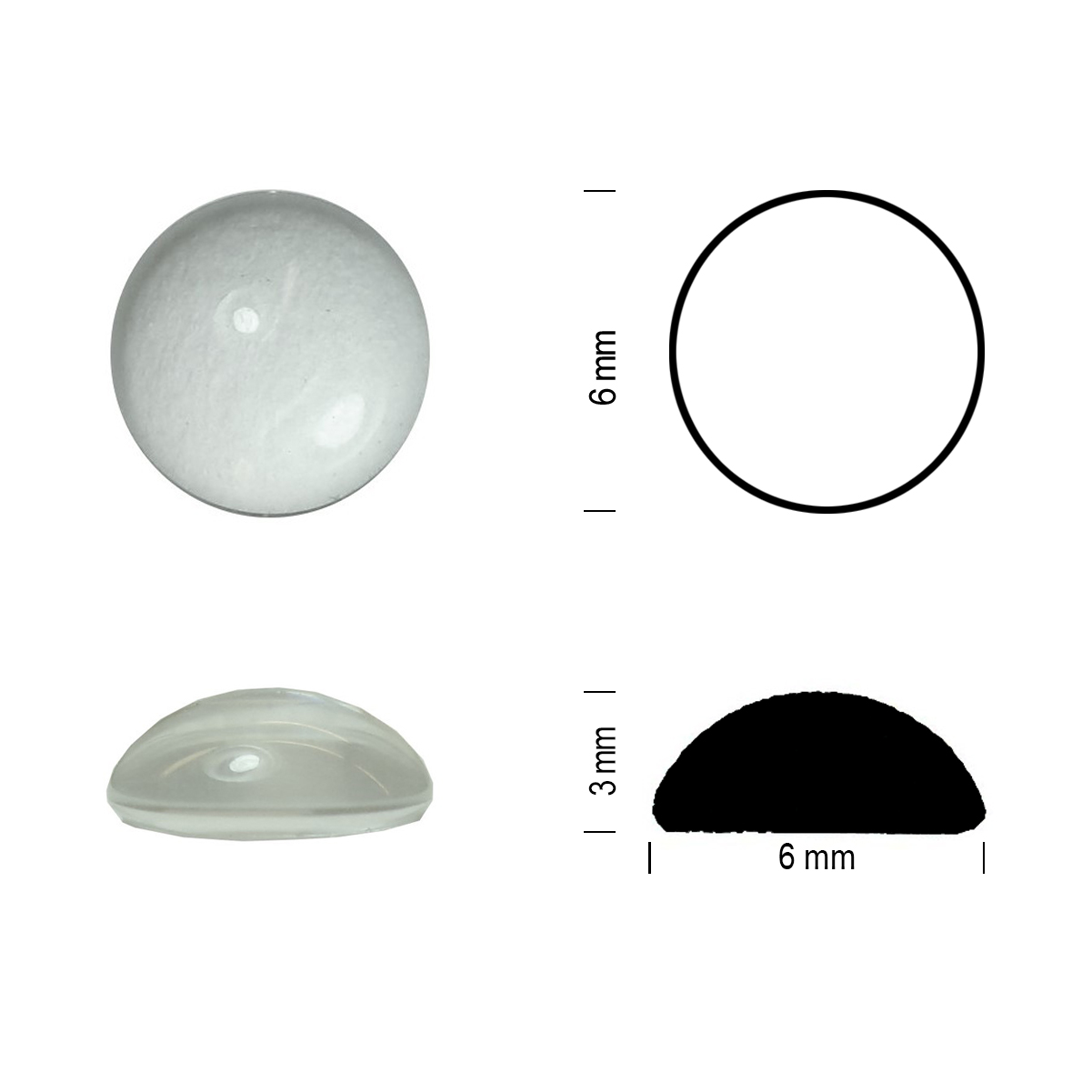 Glass jewel 6mm clear Glass jewel 6mm clear