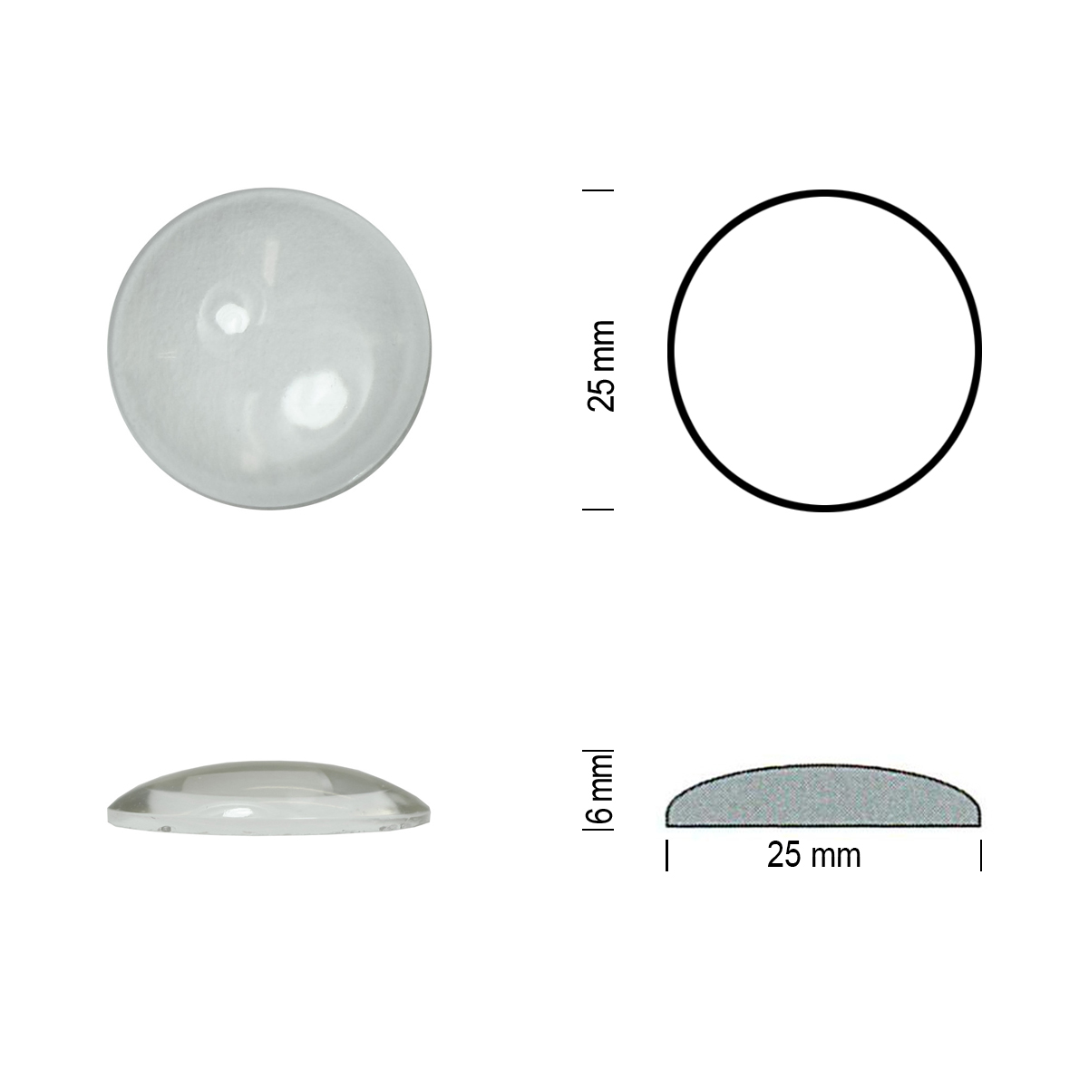 Flatback jewel 25mm clear Flatback jewel 25mm clear