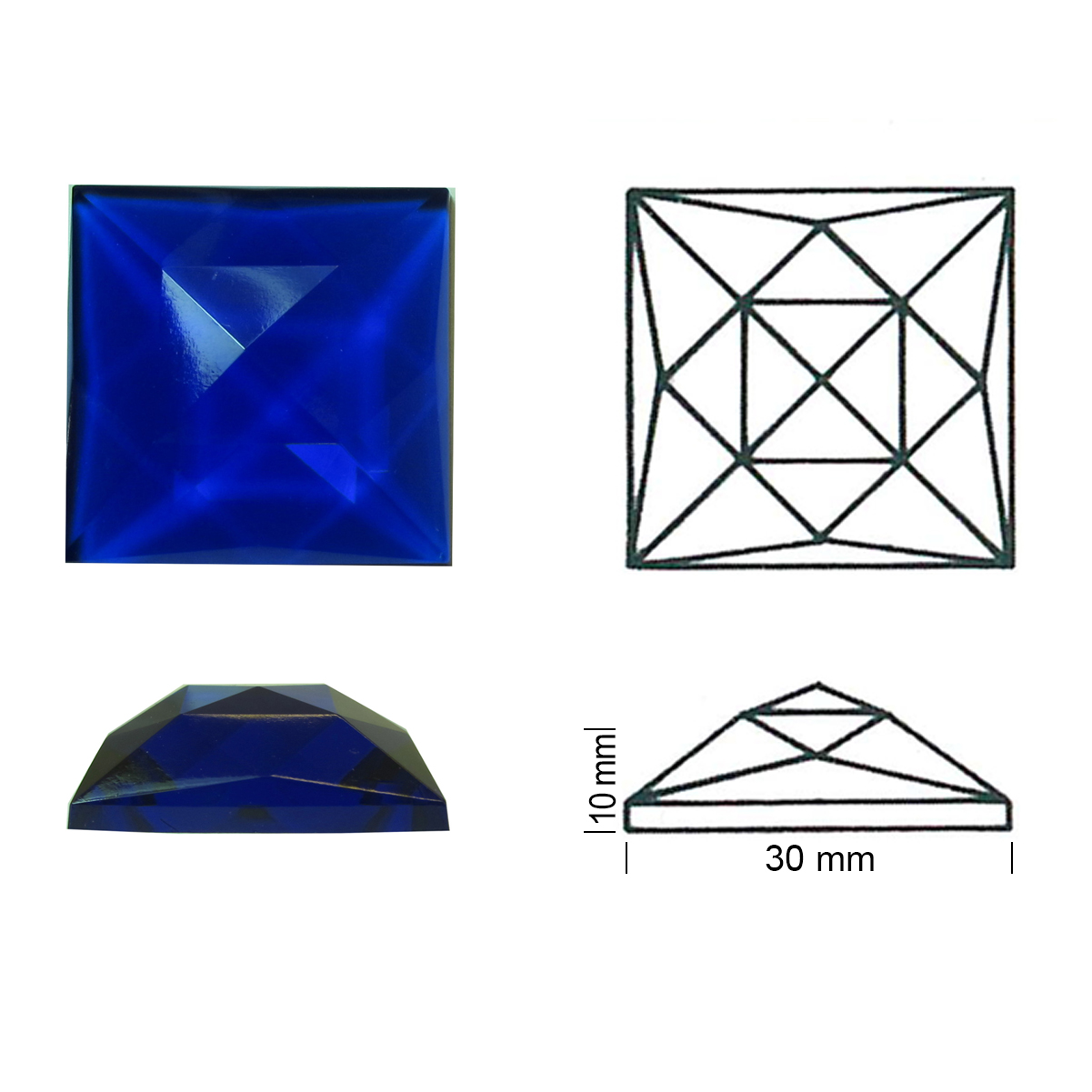 Square Faceted 30/30 cobalt blue Square Faceted 30/30 cobalt blue