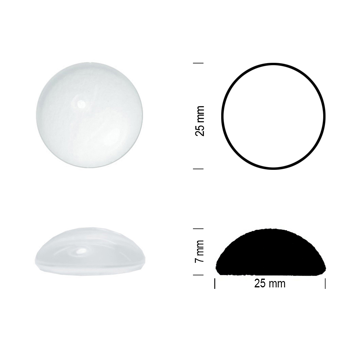 Glasstein Muggel 25mm weißopal