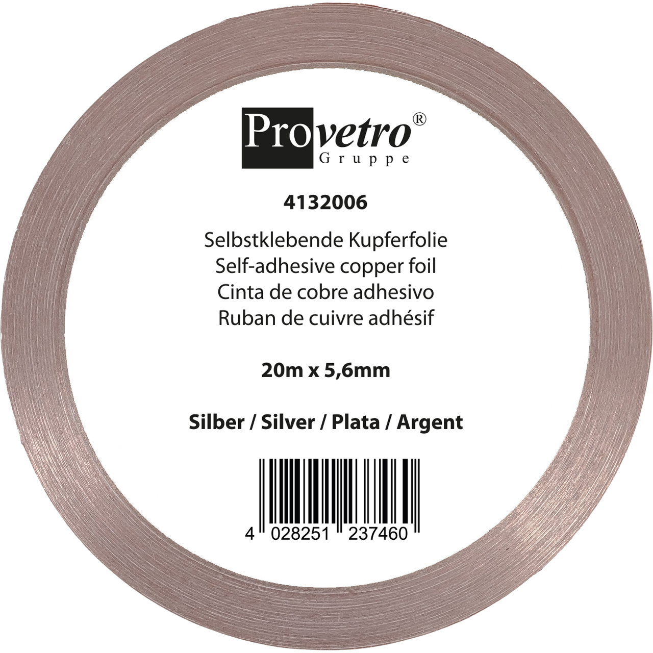 PROVETRO Kupferfolie dünn silber 20m x 5,6mm